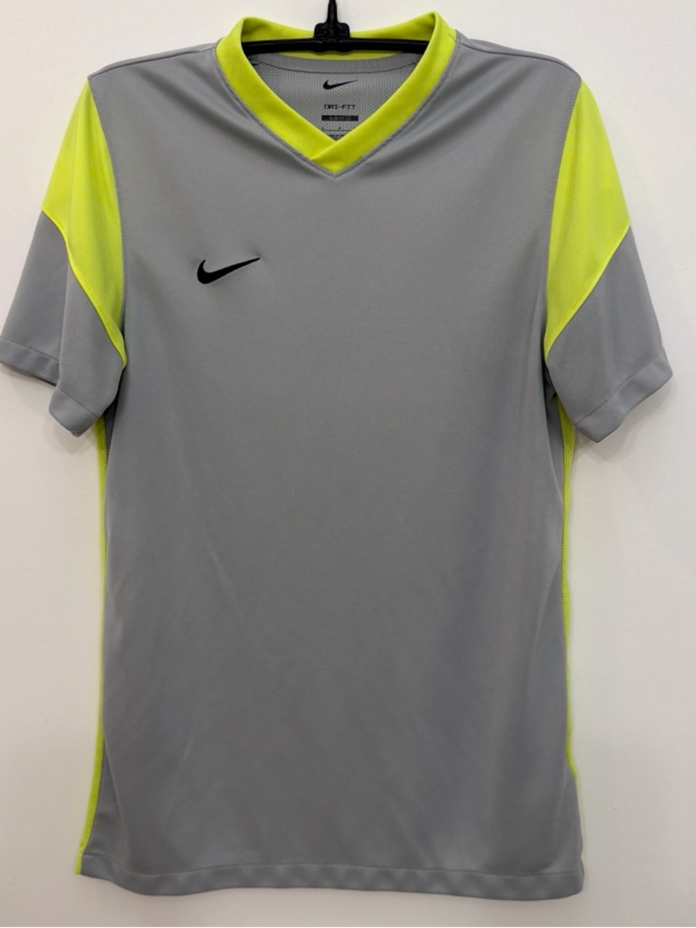 Nike Gray and Neon Yellow Short Sleeve Training Jersey